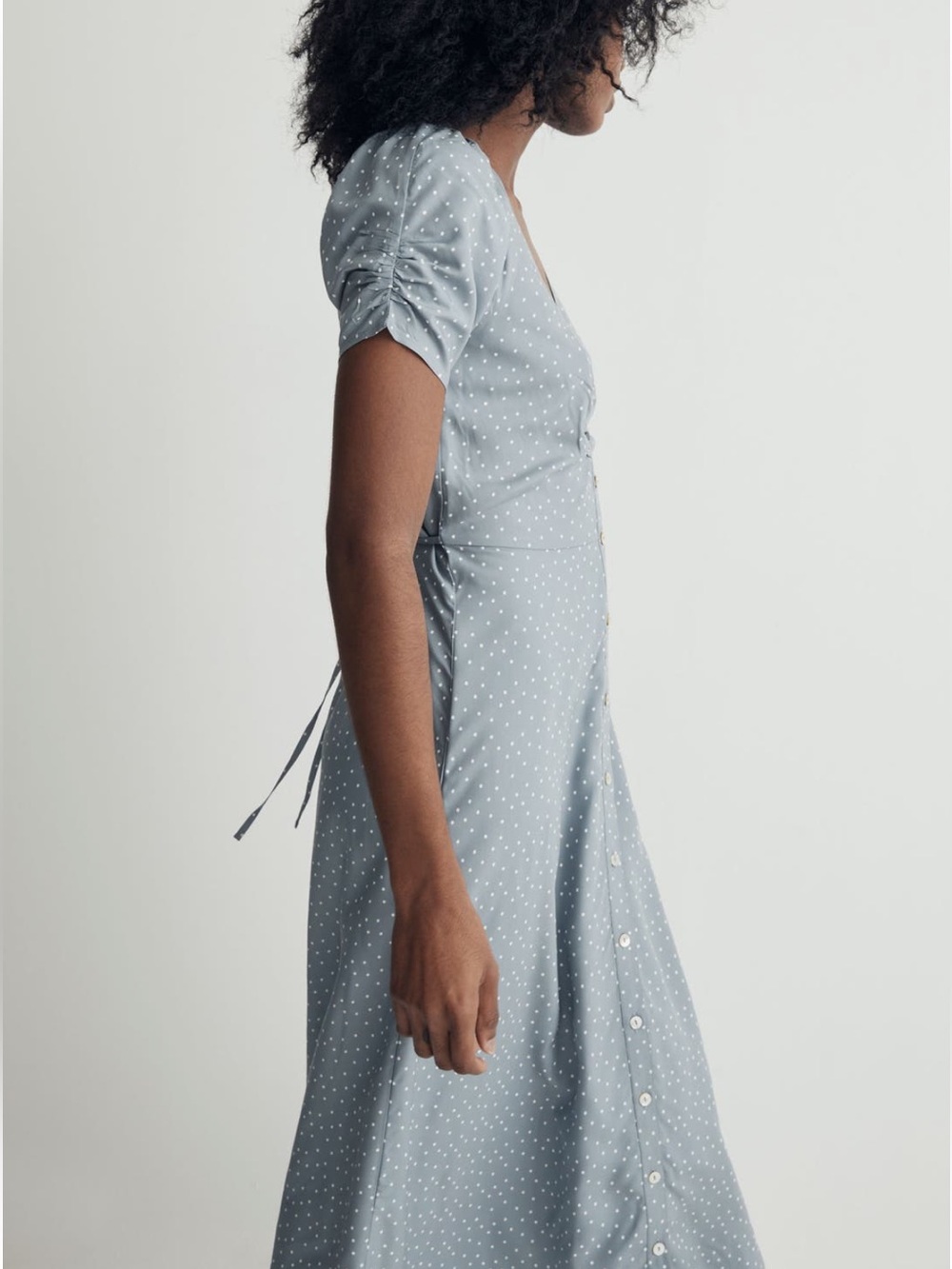 Madewell Leedra Polka Dot Midi Dress Cottagecore Romantic Button Front Size 0 - Picture 3 of 8